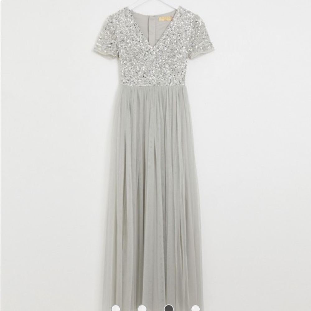 NWT BRIDESMAID LONG GRAY DRESS
